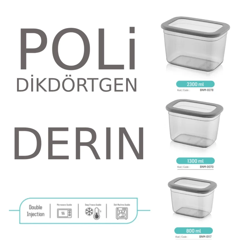 بانکه مستطیلی درب سیلیکونی فولی لایف ترکیه 800 میلی لیتری چهاررنگ کد  POLI SAK 0117