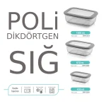 بانکه درب سیلیکونی فولی لایف مستطیلی 1200 میلی لیتری رنگ دودی کد Poli 0254 - تصویر 2