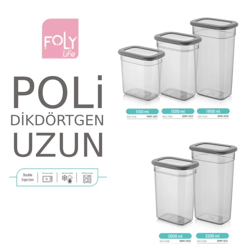 بانکه درب سیلیکونی فولی لایف-مستطیلی 3200 میلی  لیتری  چهاررنگ کد POLI SAK 1015