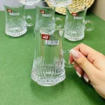 فنجان کمرباریک دسته داری خطی دلی گلس 6 عددی کد ZB341A - تصویر 2