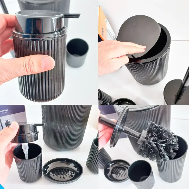 ست بهداشتی 5 پارچه دنیاپلاستیک ترکیه رنگ مشکی کد dunya-50008