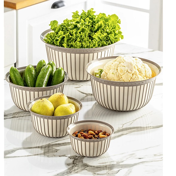 ست کاسه گرد خطی فولی لایف ترکیه چهاررنگ-پنج سایزی مدل LINEA کد 0091