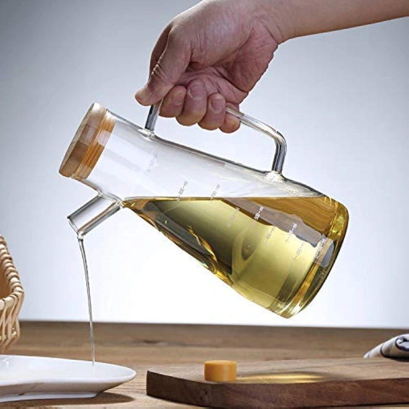 hilife-7482-1.webp ظرف روغن شیشه بروسیلیکات درب بامبو 900 میلی طرح لیزا کد albirx-7482 - تصویر 1