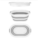 لگن و سبد لباس دسته دار تاشو هوبی لایف 18 لیتری طوسی سفید کد 081066 - تصویر 2