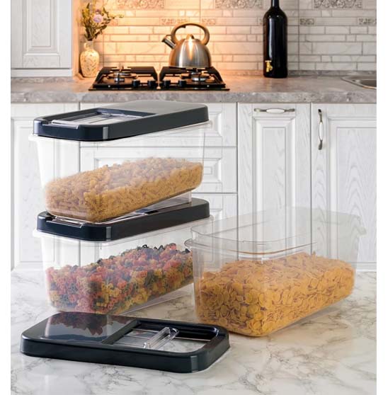 soft-chef-multibox-7.5-lt-code-00765-siyah-1.jpg ظرف نگهدارنده مالتی باکس 7.5 لیتری  درب کشویی  برند سافت شف ترکیه رنگ مشکی کد 00765 - تصویر 3