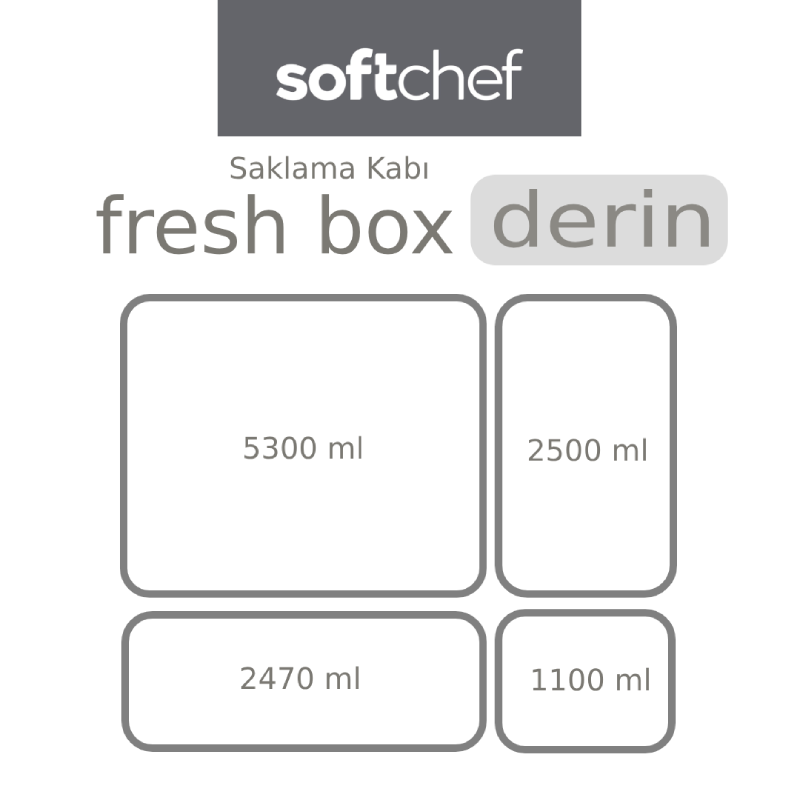 softchef-sizes-0098-derin.webp ظرف یخچالی مستطیلی سافت شف ترکیه حجم ۱۱۰۰ میلی کد derin 00984 - تصویر 2