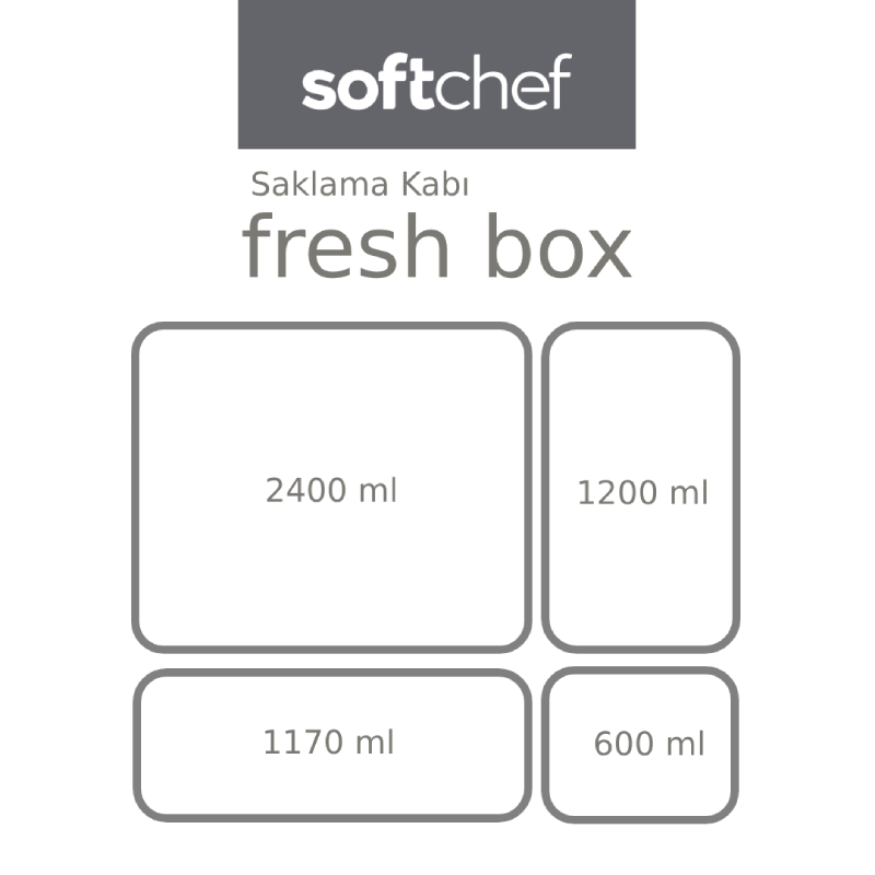 softchef-sizes-0098.webp ظرف یخچالی مستطیلی سافت شف ترکیه حجم ۱۱۷۰ میلی کد 00981 - تصویر 2