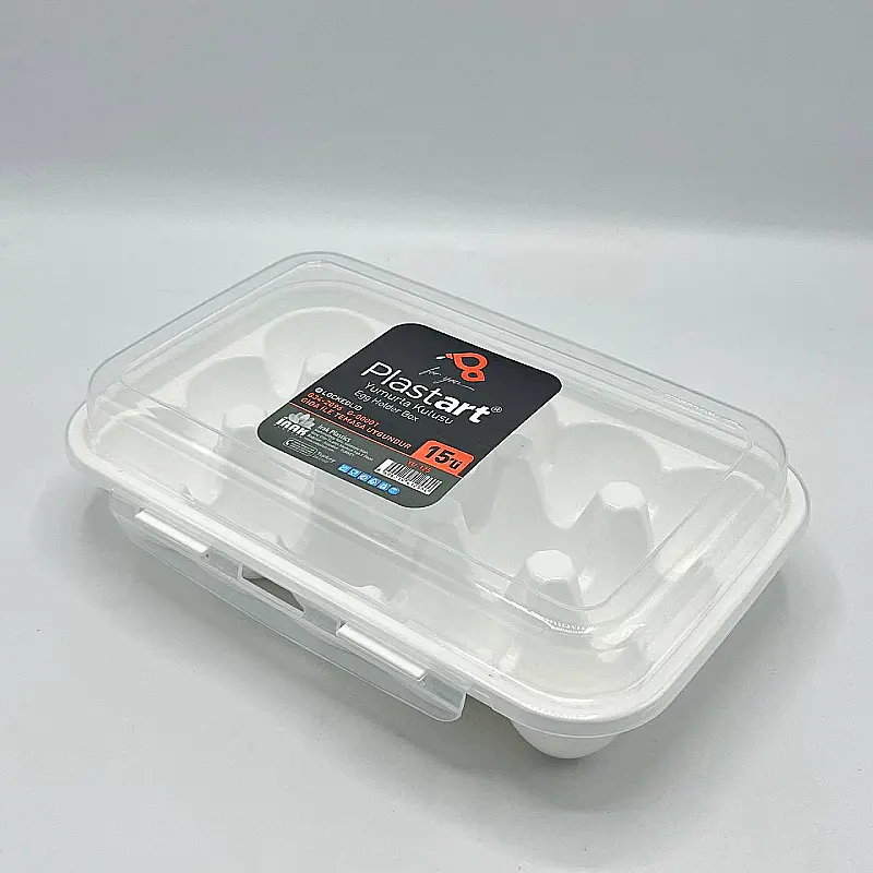 yu-125 (3) ظرف تخم مرغ پلاست آرت ایراک پلاستیک 15 عددی رنگ سفید کد YU-125 - تصویر 1