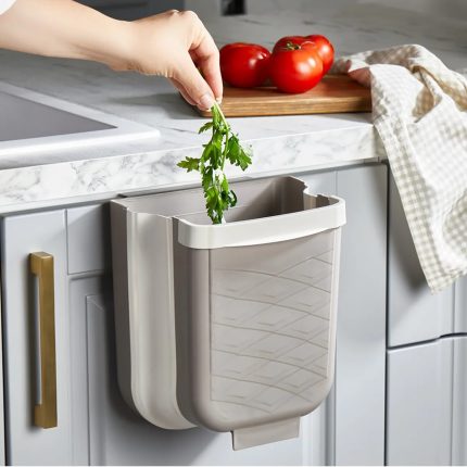 سطل زباله تاشو کابینتی کیولوکس مدل ماری  رنگ بژ کد L008693
