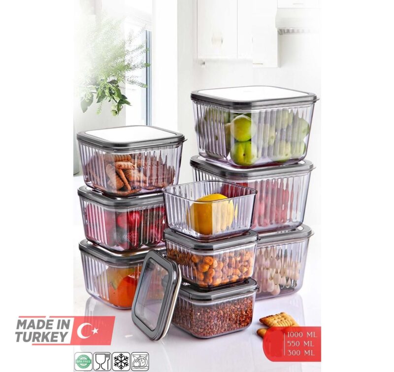 ظرف نگهدارنده غذا اکریلیک دودی -سه سایز-برند کیولوکس ترکیه LN-5100