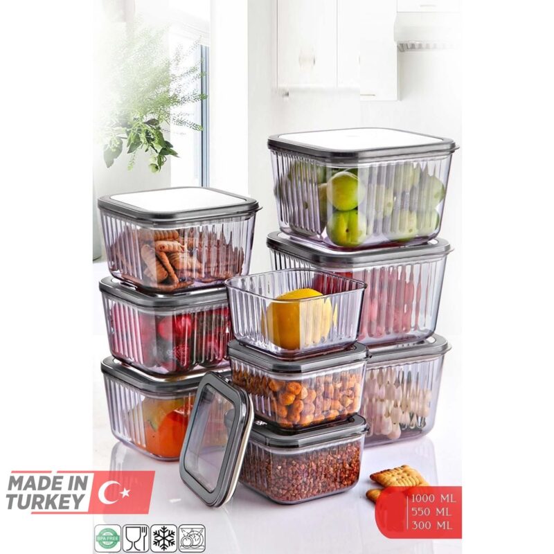 ظرف نگهدارنده غذا اکریلیک دودی -سه سایز-برند کیولوکس ترکیه LN-5100 - تصویر 1