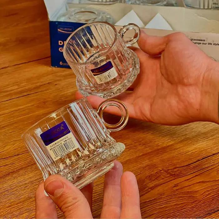 فنجان دسته حلقه ای الیسا دلی گلس 170 میلی  6 عددی کد DSCF063-2C